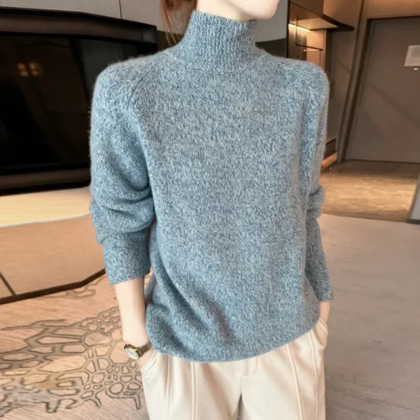 Pure Wool Knitwear round Neck Long Sleeve Women's Base Layer Shirt Soft Warm Lazy Style Autumn Winter New Arrival - Image 4