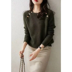 Retro Fashion Thickened round Neck Knitwear Lazy Style Loose Slimming Base Layer Sweater Inner Wear Women's Crew Neck Pullover