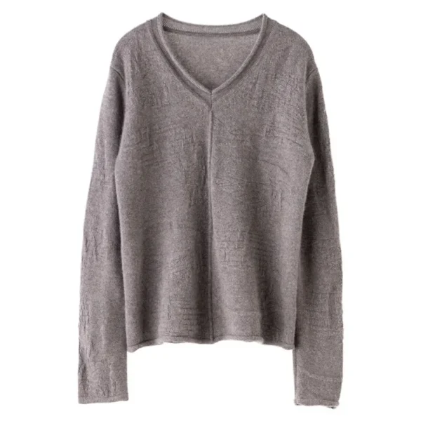 Women's Pure Cashmere Knitwear V-Neck Turtleneck Casual Loose Warm Base Layer Top Sculpture Thick Winter Fashion Style - Image 5