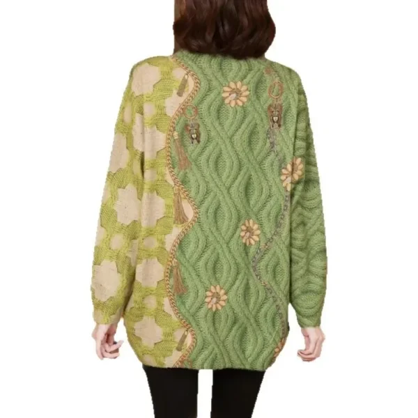 Trendy Twisted Print Mink Sweater Women's Autumn Winter Loose Knitted Outerwear Crew Neck Pullover Fashionable Knitwear - Image 5